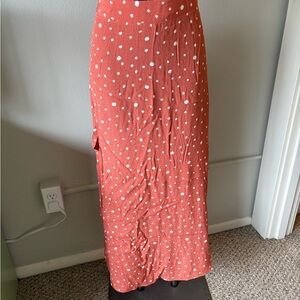 Petal & Pup Polka Dot Midi Skirt in Terracotta